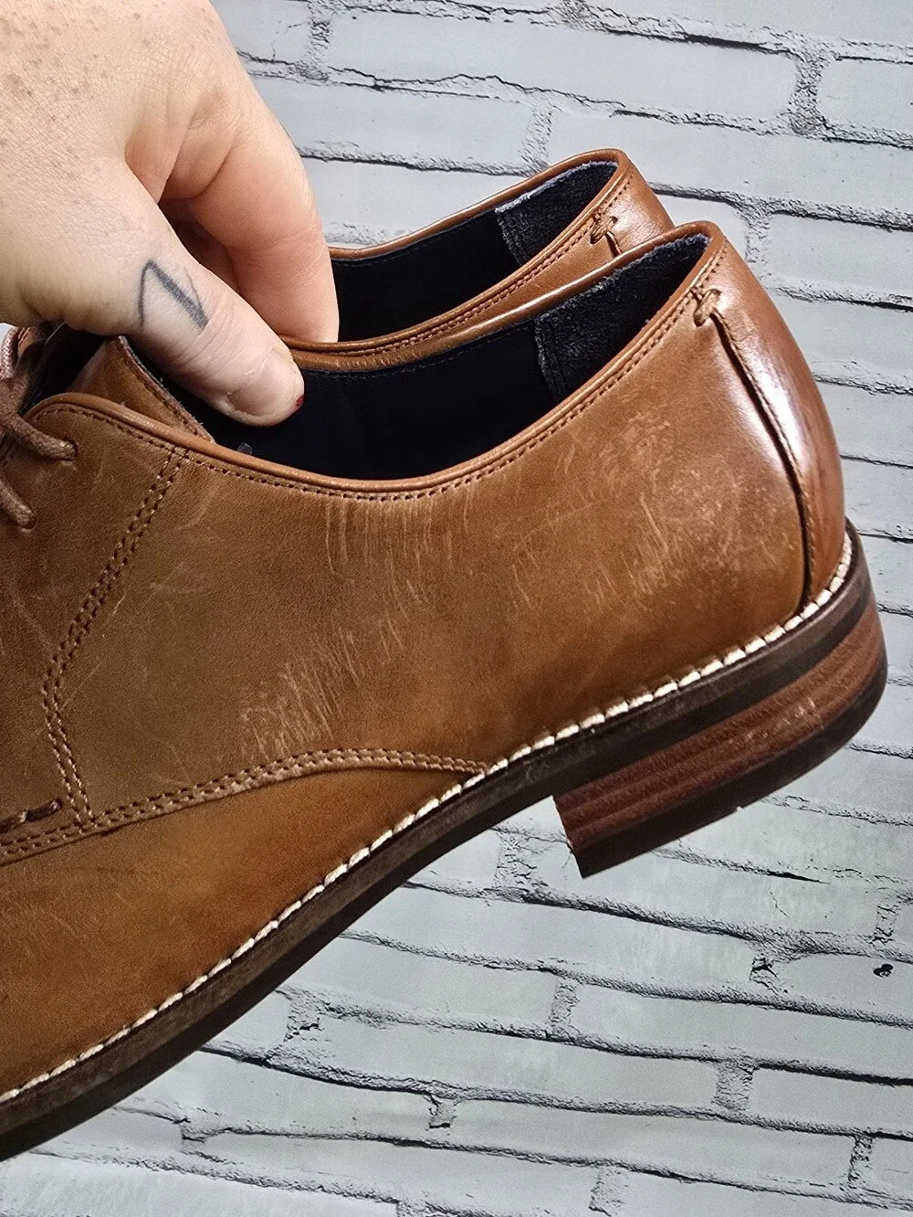 Cole Haan Lenox Hill Cap Toe Oxford Polished Leather British Brown Size 8.5